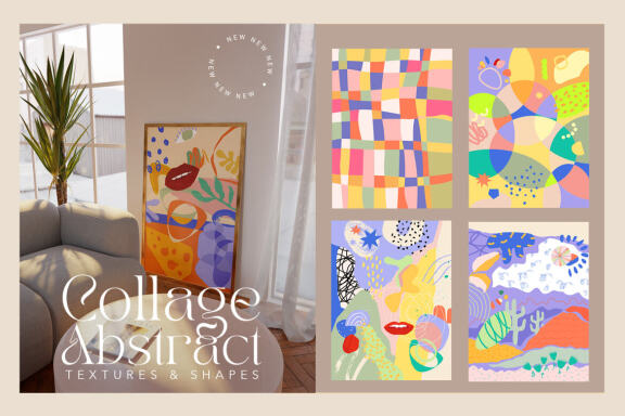 Abstract Collage Cutout Shapes
