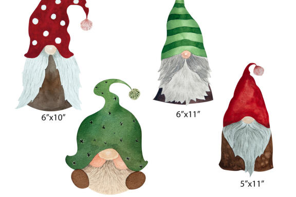 Watercolor Christmas Gnomes Clipart