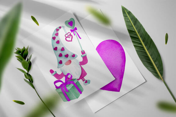 Romantic Nordic Gnomes pink clipart