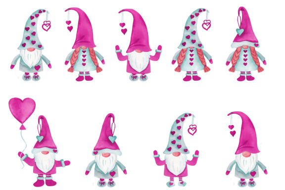Romantic Nordic Gnomes pink clipart