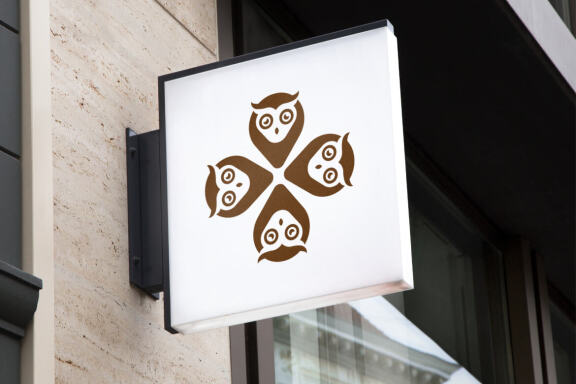 owl point circle logo  design vector