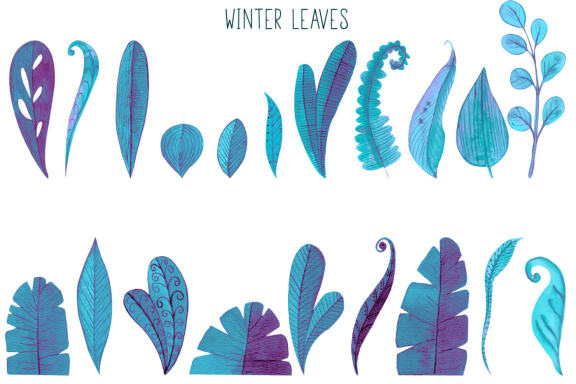 Winter landscape watercolor clipart, christmas