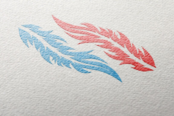 Quill or feather logo design vector