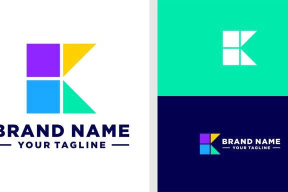 LETTER K LOGO MONOGRAM GEOMETRIC SHAPE EDITABLE