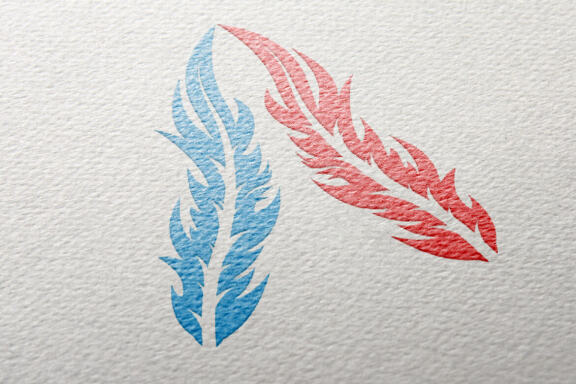 initial a Quill or feather concept logo  design vector
