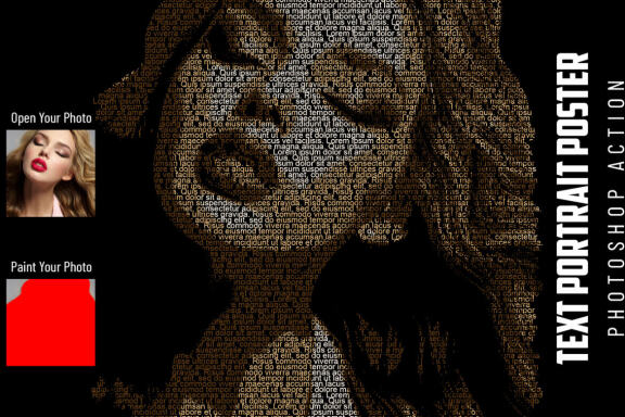 Text Portrait Poster Photoshop Action