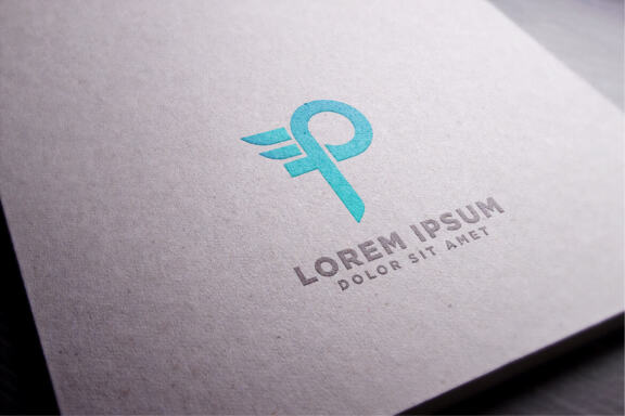 letter P wings creative idea logo template vector illustration