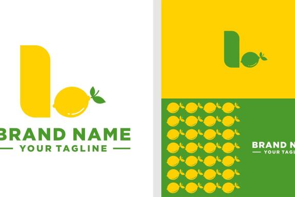 LETTER L LOGO LEMON SHAPE FUITS MONOGAM EDITABLE