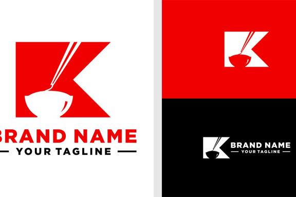 LETTER K LOGO NOODLE BOWL NEGATIVE SPACE EDITABLE