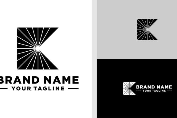 LETTER K LOGO BLACK SUN NEGATIVE SPACE EDITABLE