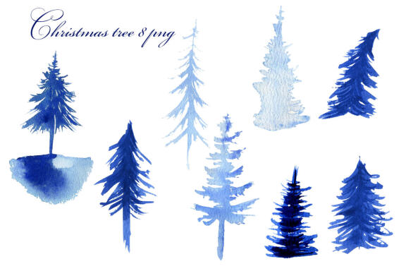 Winter Mountain Landscape Watercolor Clipart  