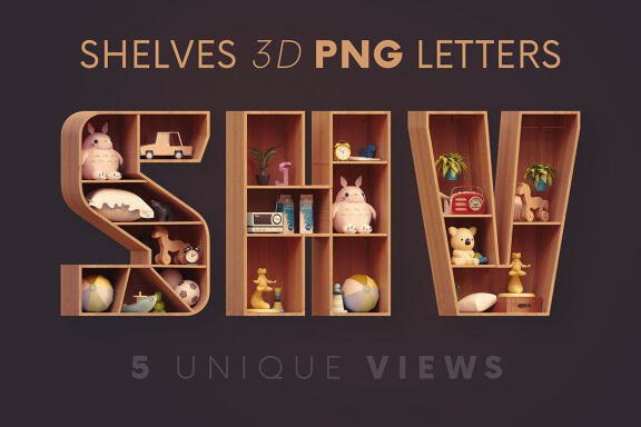 Cabinet Shelves - 3D Lettering