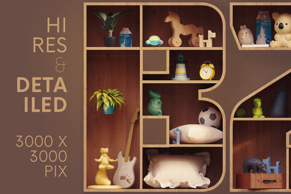 Cabinet Shelves - 3D Lettering