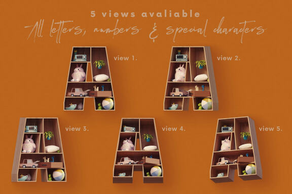 Cabinet Shelves - 3D Lettering