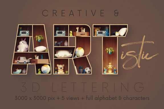 Cabinet Shelves - 3D Lettering