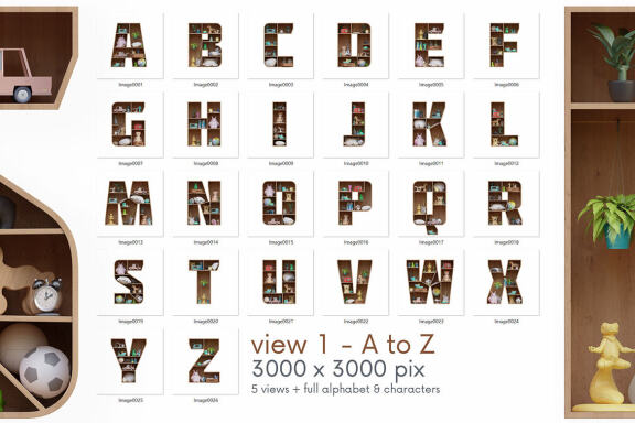 Cabinet Shelves - 3D Lettering