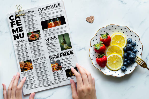 White restaurant menu
