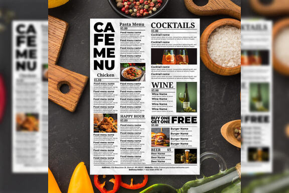 White restaurant menu