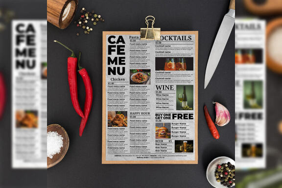 White restaurant menu