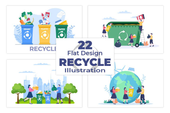 22 Recycle Process Trash Illustration