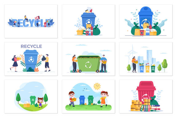 22 Recycle Process Trash Illustration
