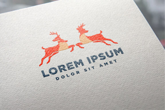 Double deer logo design template vector illustration