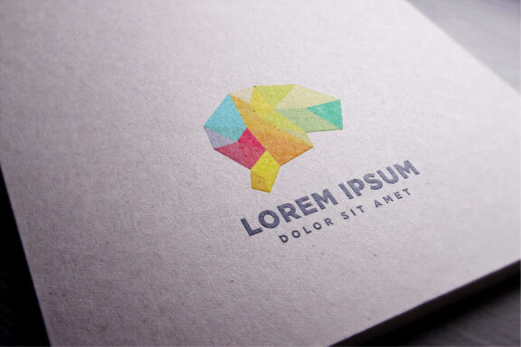 Brain geometric colorful icon design template vector