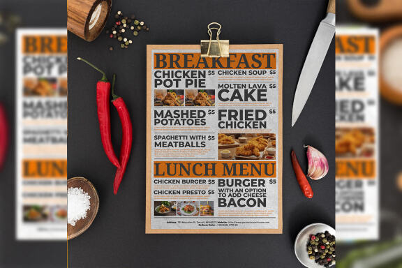 Restaurant menu