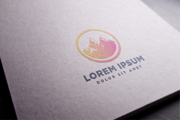 Mountain and circle logo design vector illustration
