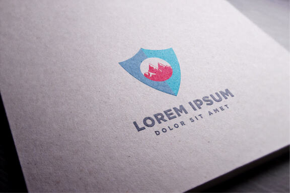 Mountain and shield logo template design vector