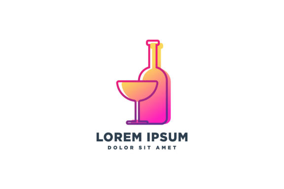 Glass and bottle bar icon design logo template vector