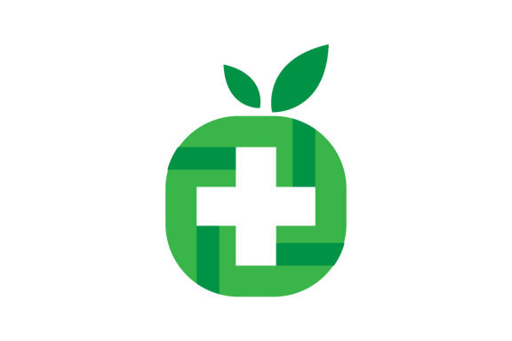 Green eco cross medical logo design template vector illustration