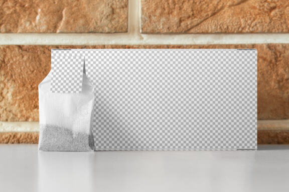 Tea Box with Tea Bag Mockup