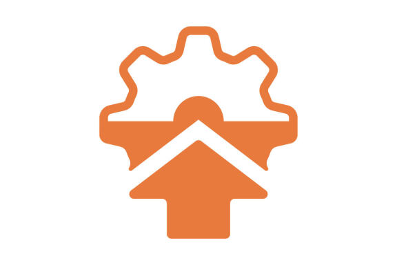 Gear upload icon design template vector logo illustration