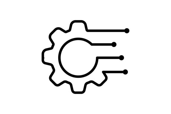 Gear tech lineart logo design template vector illustration