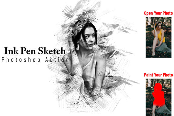 Ink Pen Sketch Photoshop Action