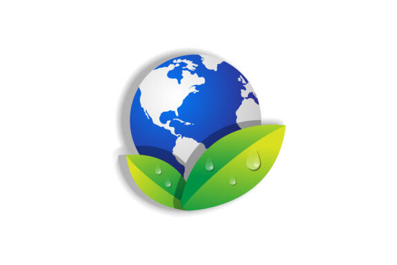 Globe world green eco nature logo design vector