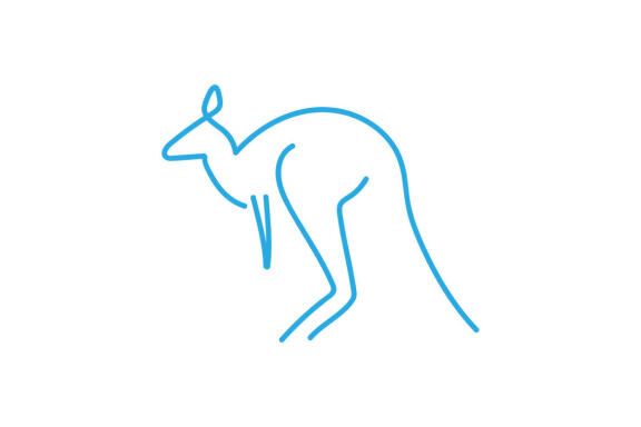 Kangaroo lineart logo design vector 