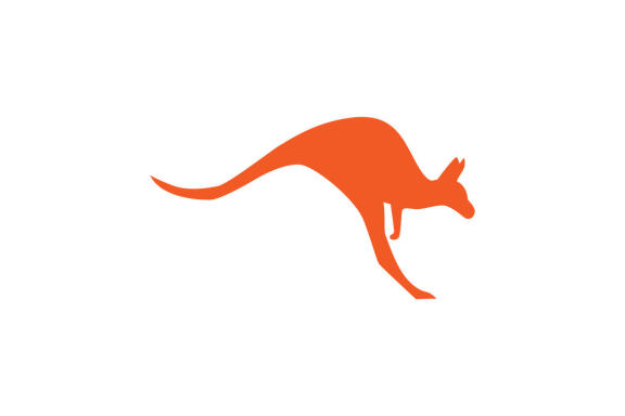 Kangaroo jumping logo design template vector