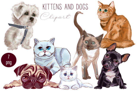 Dog and cat clipart set, Animal png