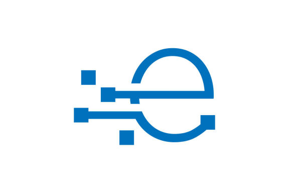 Initial E lineart icon design technology concept logo vector