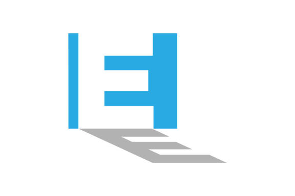 Initial E with shadow logo design vector