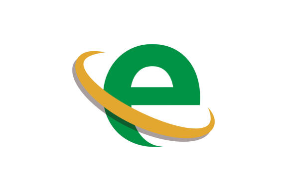 Initial E planet logo design vector