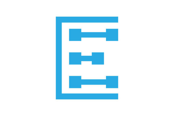 Initial E lineart icon design technology concept logo vector