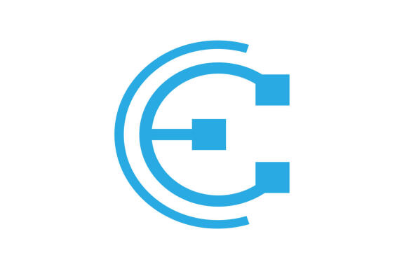 Initial E lineart icon design technology concept logo vector