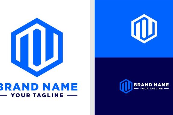 LETTER N LOGO MONOGRAM HEXAGONAL GEOMETRIC EDITABLE