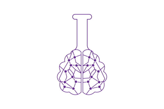 Brain laboratory science logo design template vector