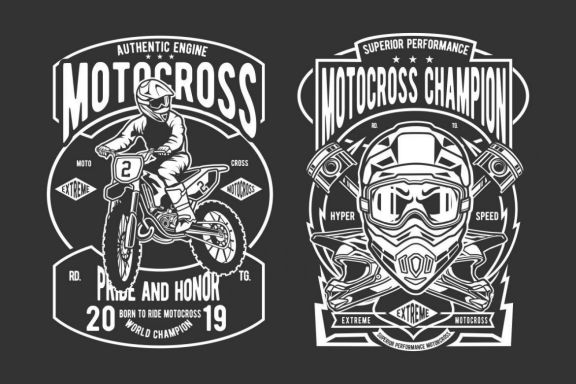 6 Motocross Badges Design Set 