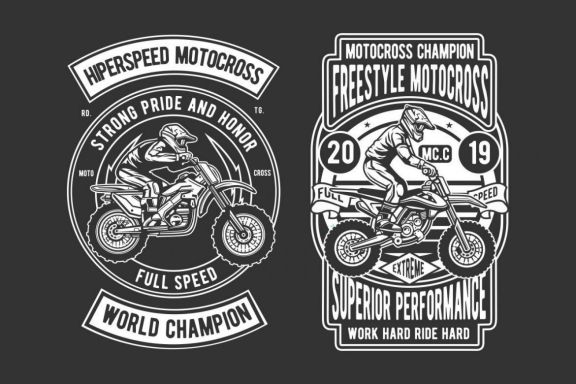 6 Motocross Badges Design Set 