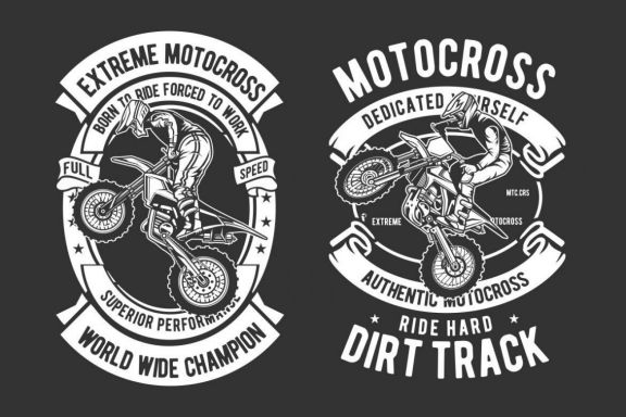 6 Motocross Badges Design Set 